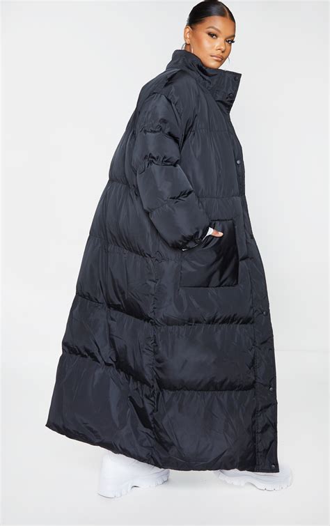 women's long black puffer jacket